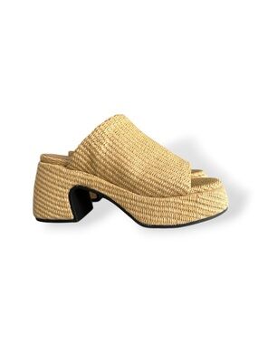GANNI Butterfly Raffia Platform Mules Sandals in Natural Womens Size 37 | 7